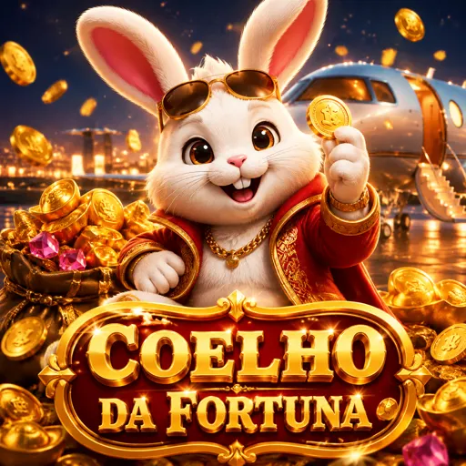 Coelho da fortuna do Fortune Rabbit com símbolos de fortuna